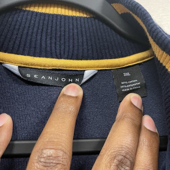 Vtg Y2K Sean John Track Jacket 90s Hip Hop Full Zip Elbow Patch Mock Neck 3XL - Picture 5 of 8